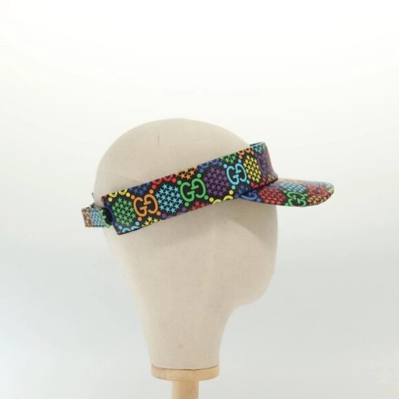 GUCCI GG Psychedelic Sun Visor Hat Multicolor Silver Auth 142391 - Picture 4 of 15